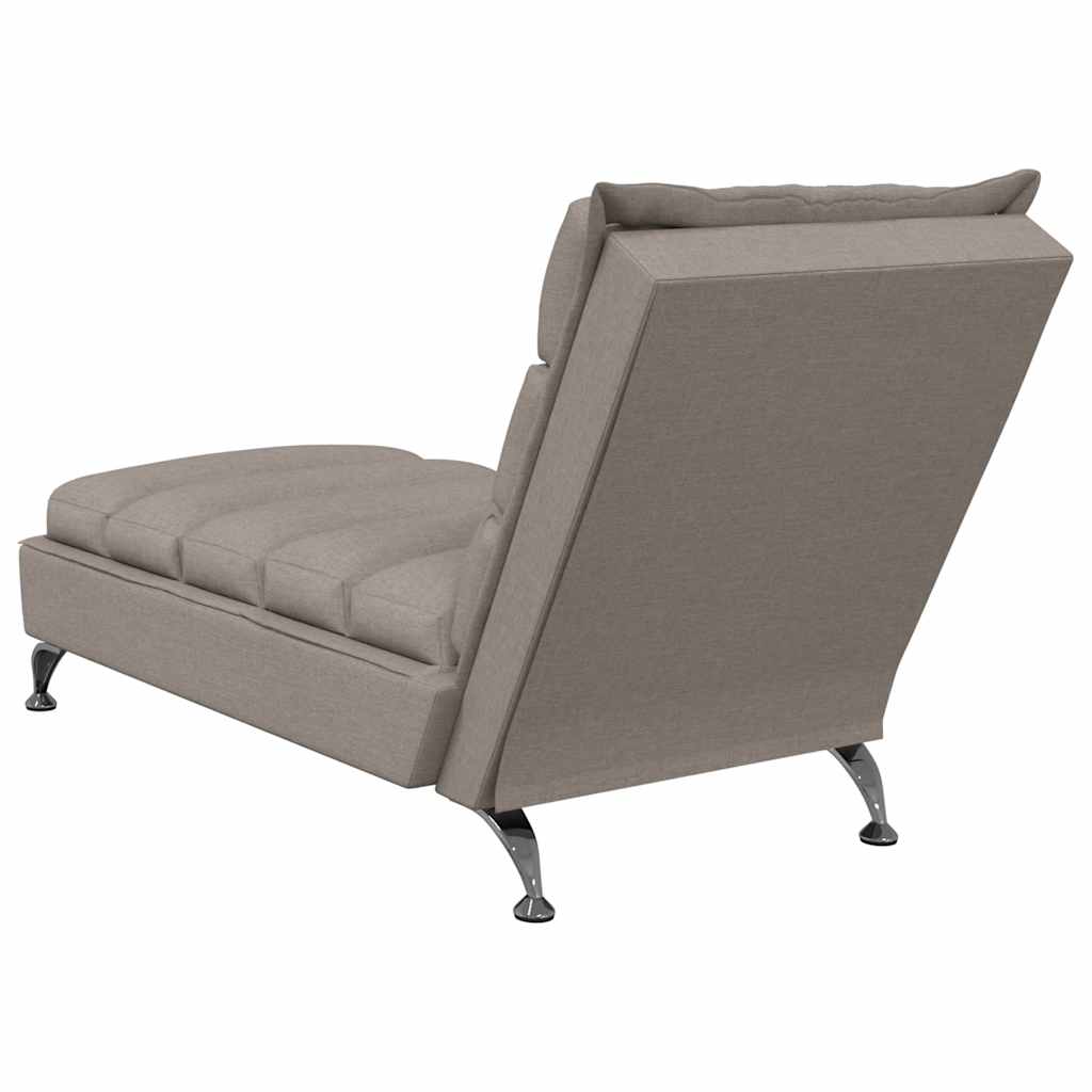 Massage lounger with cushions, taupe grey, textile