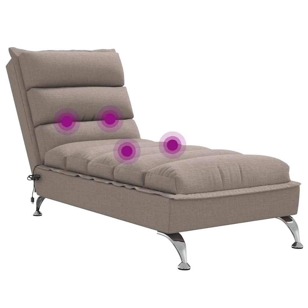 Massage lounger with cushions, taupe grey, textile