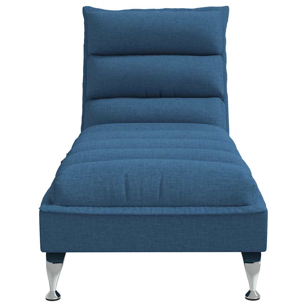 Massage lounger with cushions, blue, textile