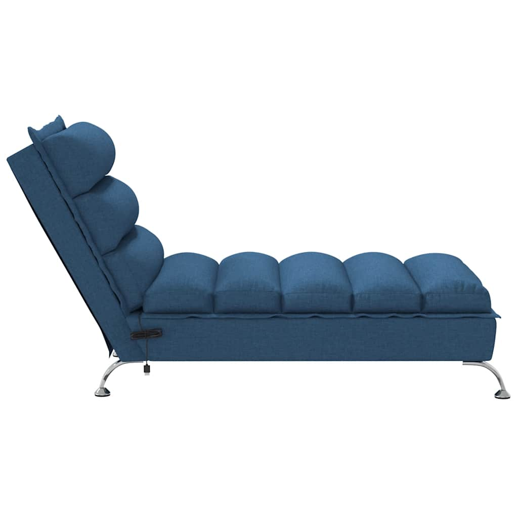 Massage lounger with cushions, blue, textile