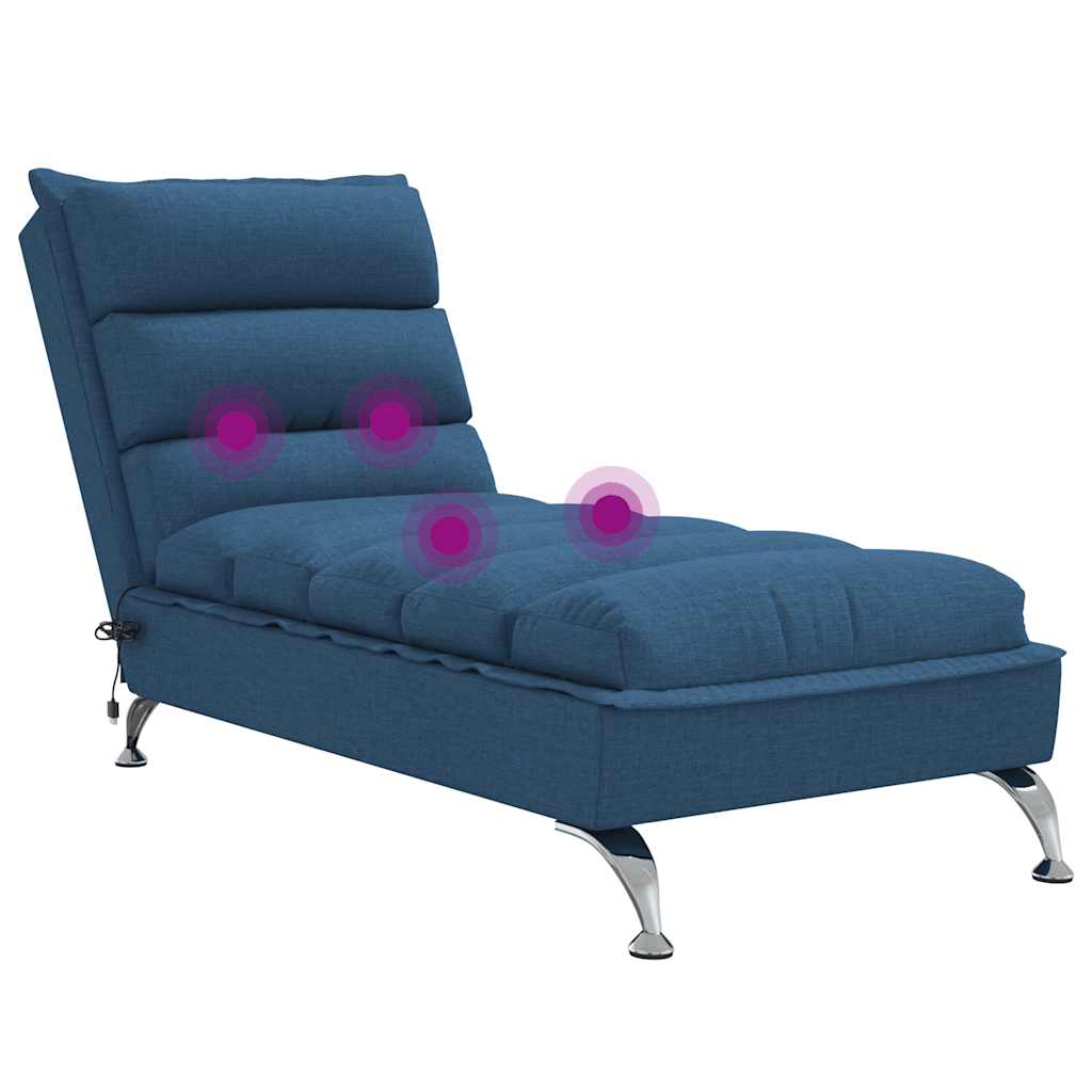 Massage lounger with cushions, blue, textile