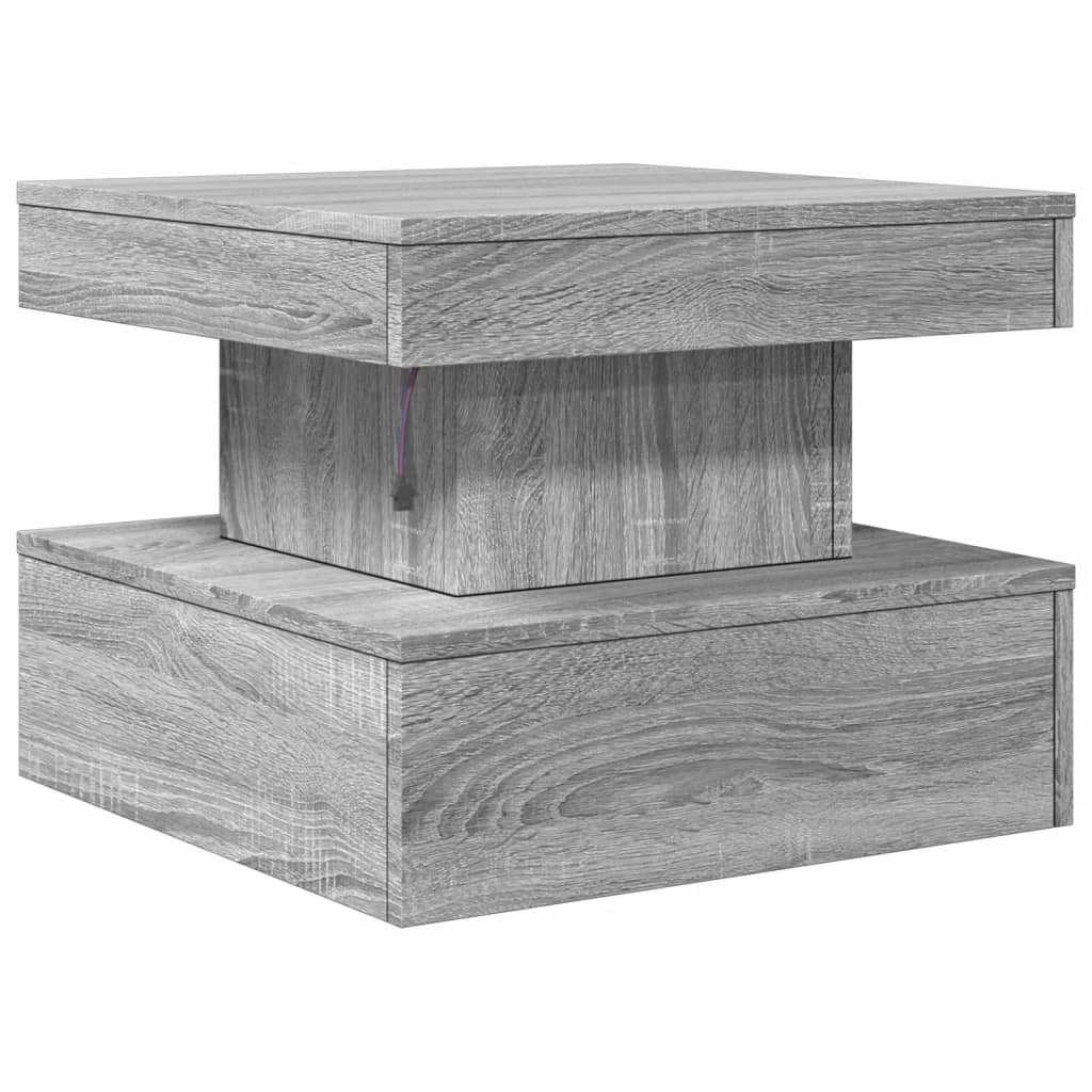 Coffee table with LED lights, sonoma grey, 50x50x40 cm