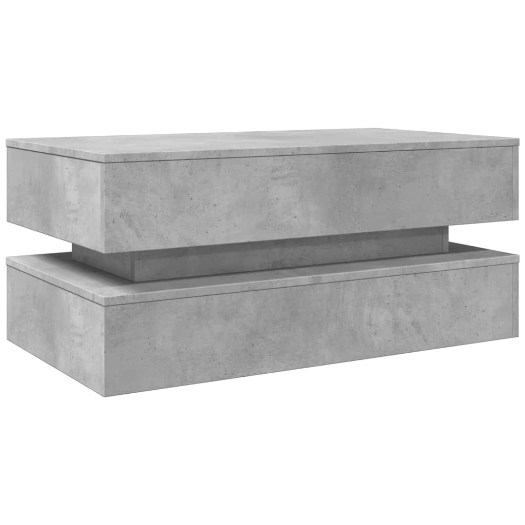 Coffee table with LED lights, concrete grey, 90x50x40 cm