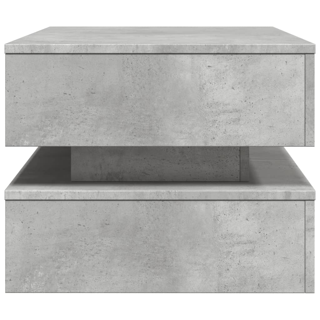 Coffee table with LED lights, concrete grey, 90x50x40 cm