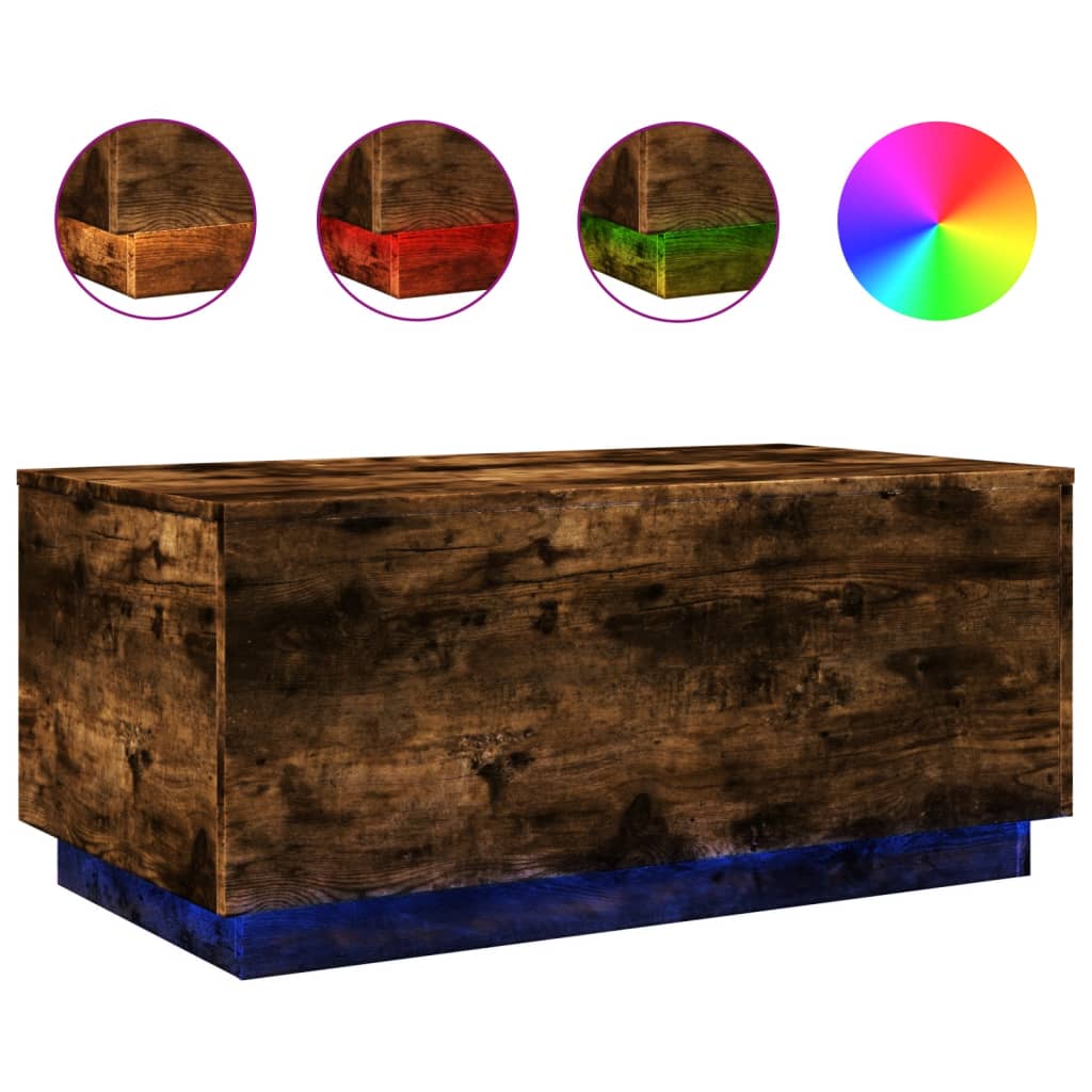 Coffee table with LED lights, sonoma oak, 90x50x40 cm