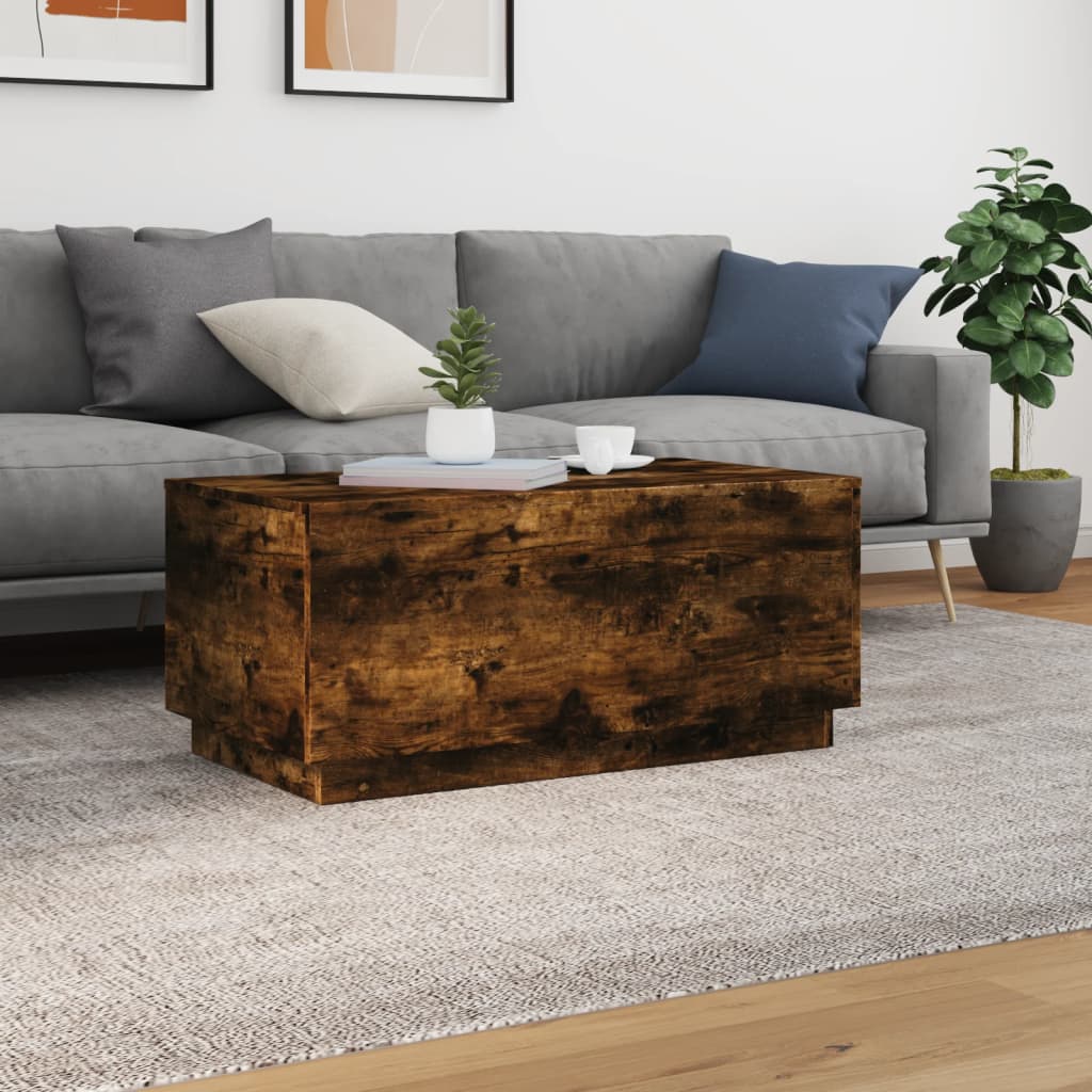 Coffee table with LED lights, sonoma oak, 90x50x40 cm