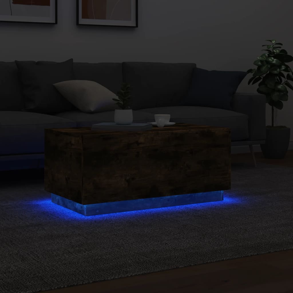 Coffee table with LED lights, sonoma oak, 90x50x40 cm