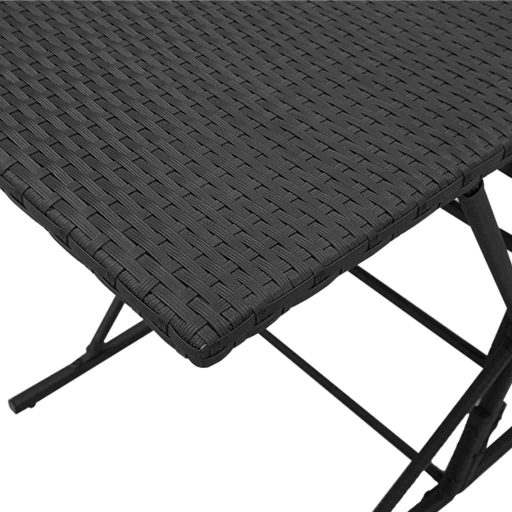 Garden furniture set with cushions, 7 pieces, black, polyrattan