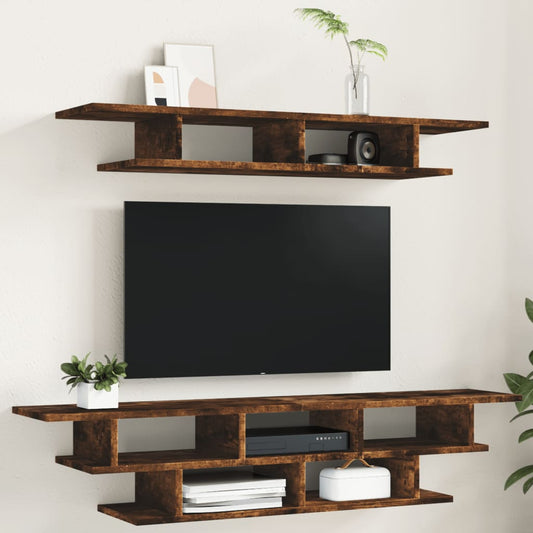 Wall-mounted TV sets, smoked oak, engineered wood