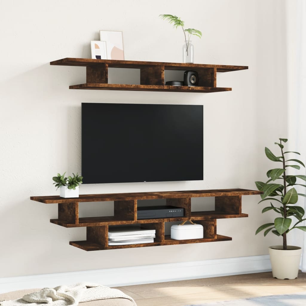 Wall-mounted TV sets, brown oak, engineered wood