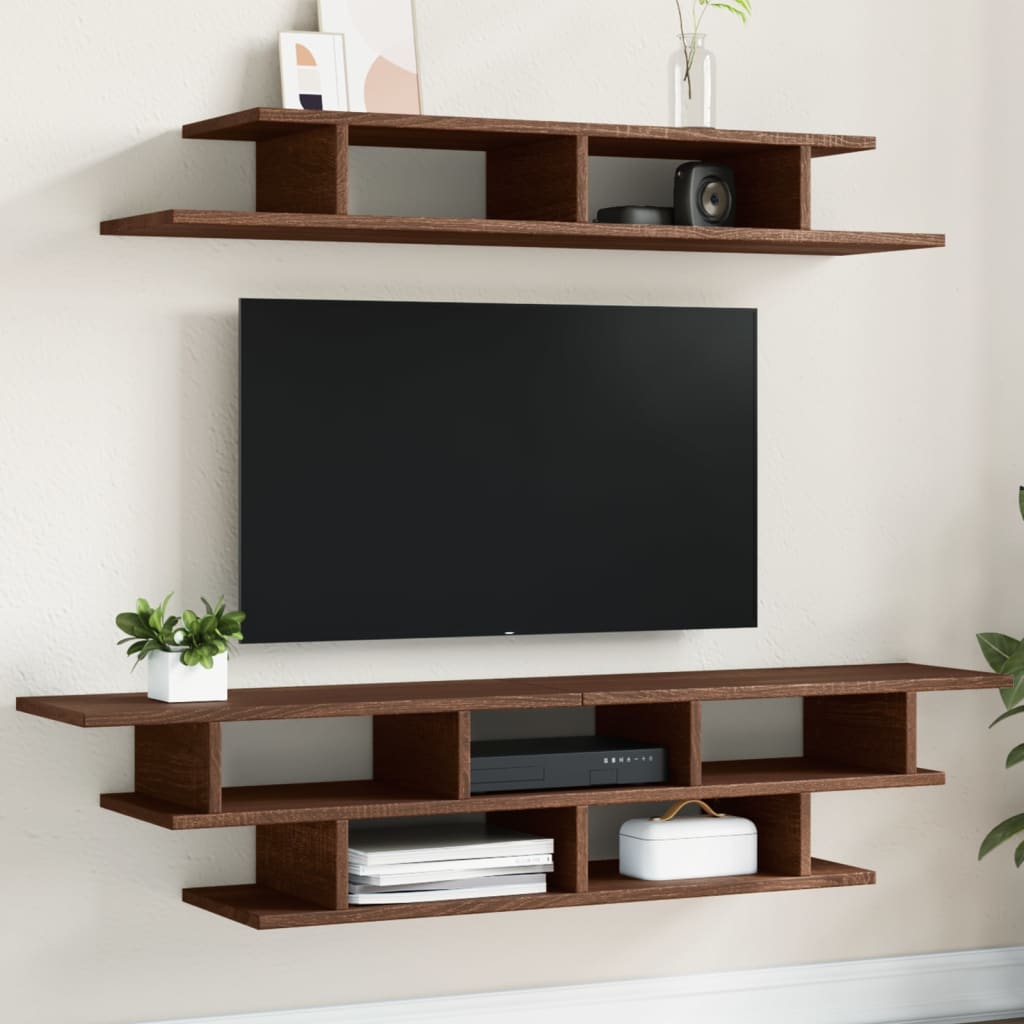 Wall-mounted TV sets, brown oak, engineered wood