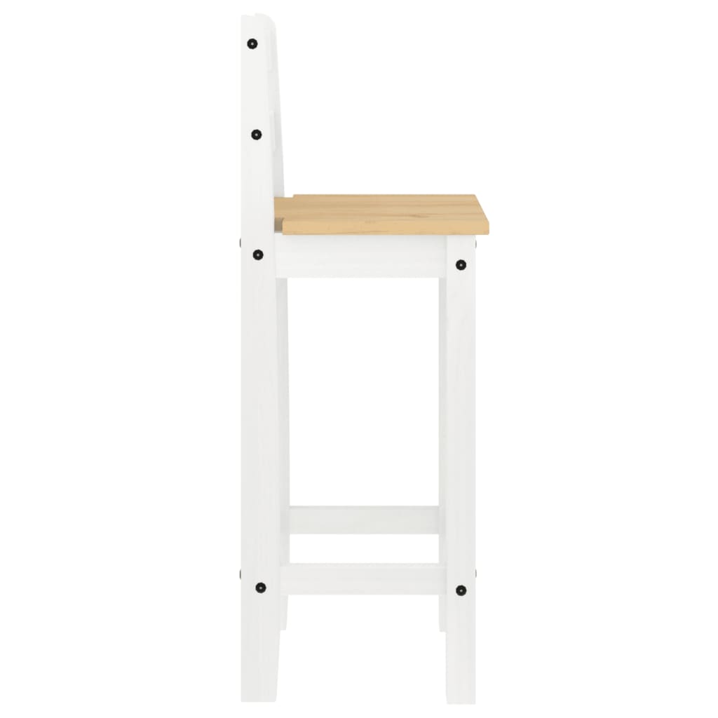 Bar stools, 2 pcs., white, solid pine wood