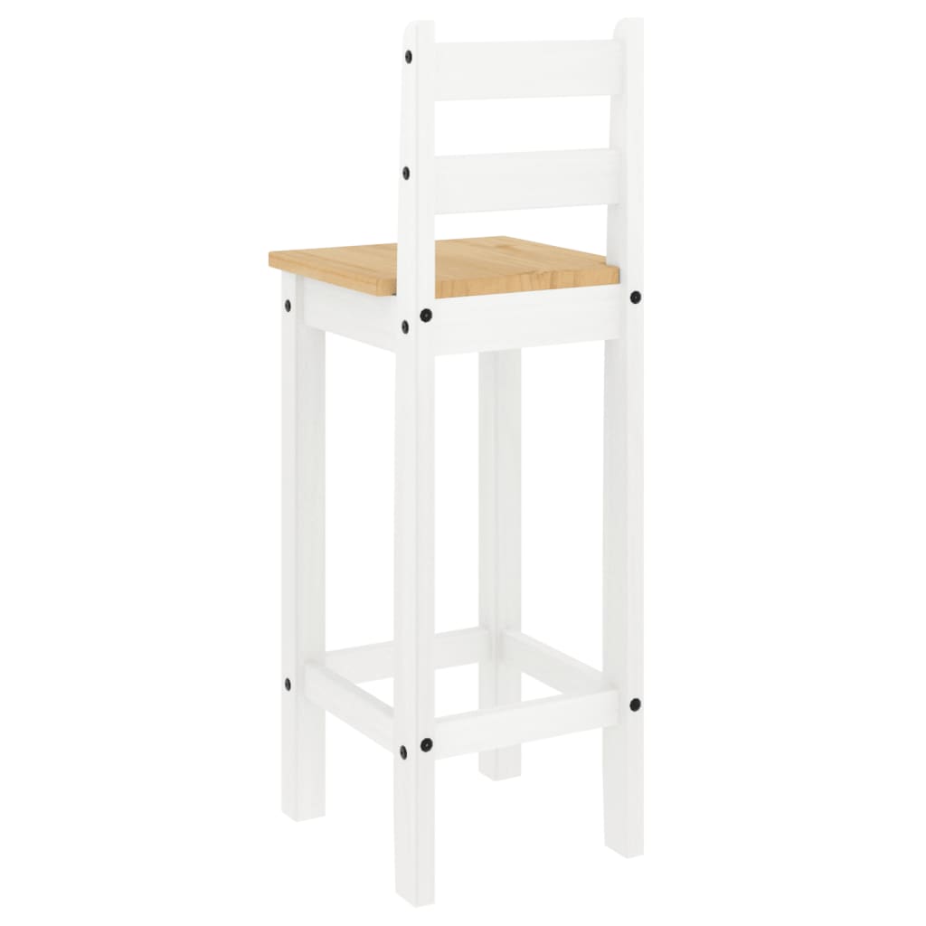 Bar stools, 2 pcs., white, solid pine wood