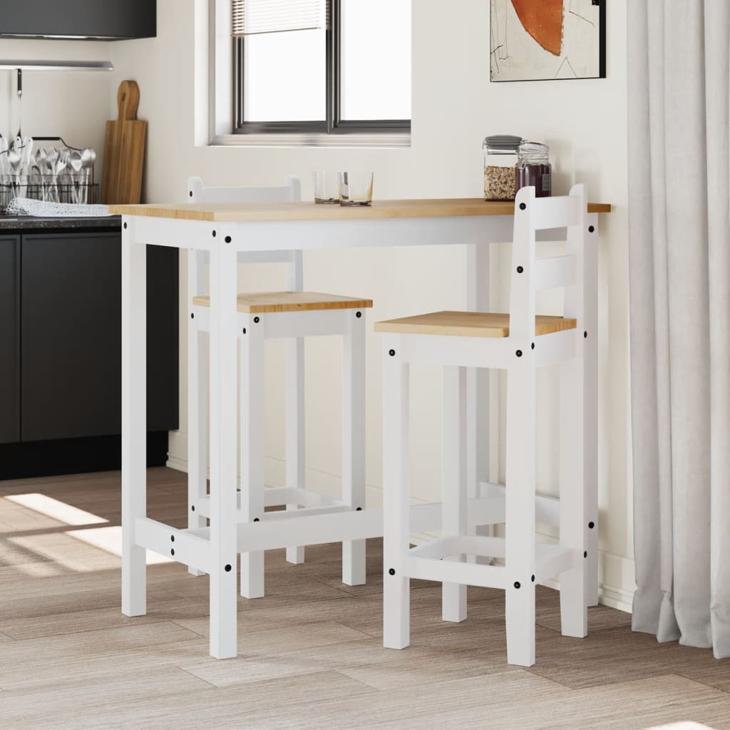 Bar stools, 2 pcs., white, solid pine wood