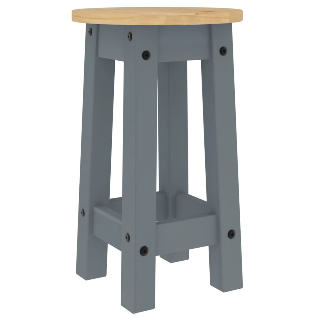 Bar stools, 2 pcs., gray, solid pine wood