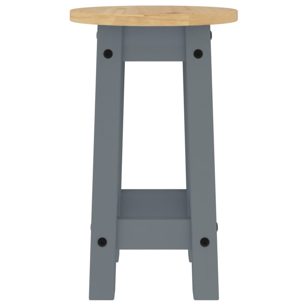 Bar stools, 2 pcs., gray, solid pine wood