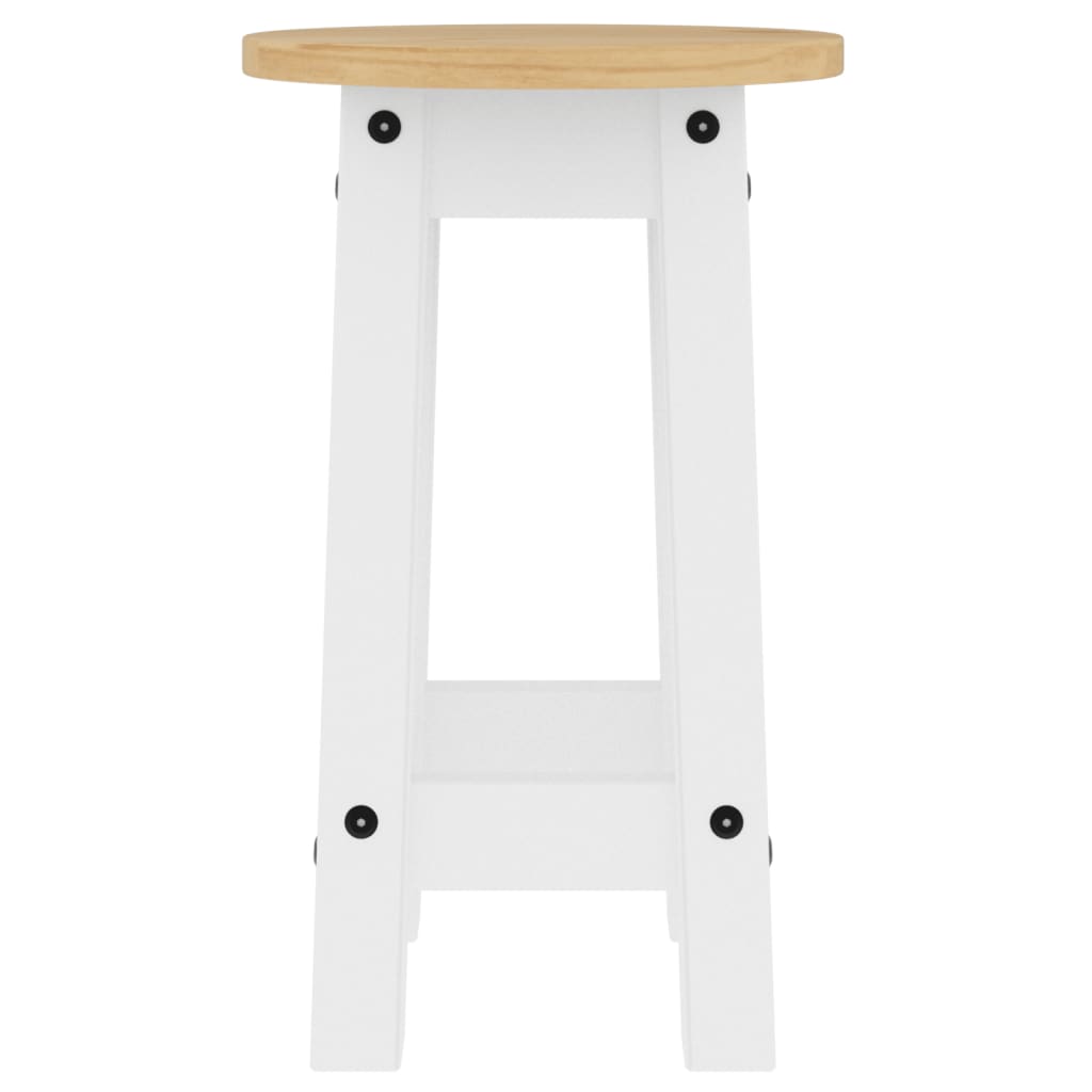 Bar stools, 2 pcs., white, solid pine wood