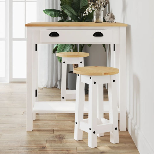 Bar stools, 2 pcs., white, solid pine wood