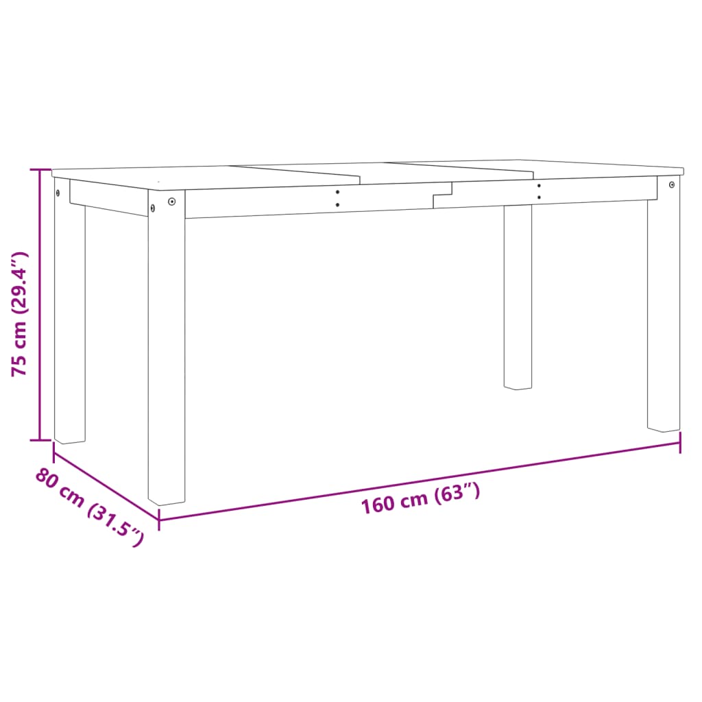 "Panama" kitchen bench, 160x80x75 cm, solid pine wood