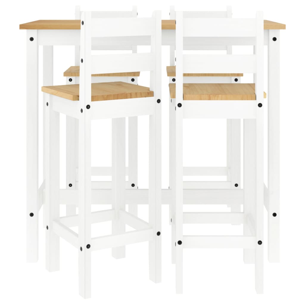 Set mobilier de bar, 5 piese, alb, lemn masiv de pin