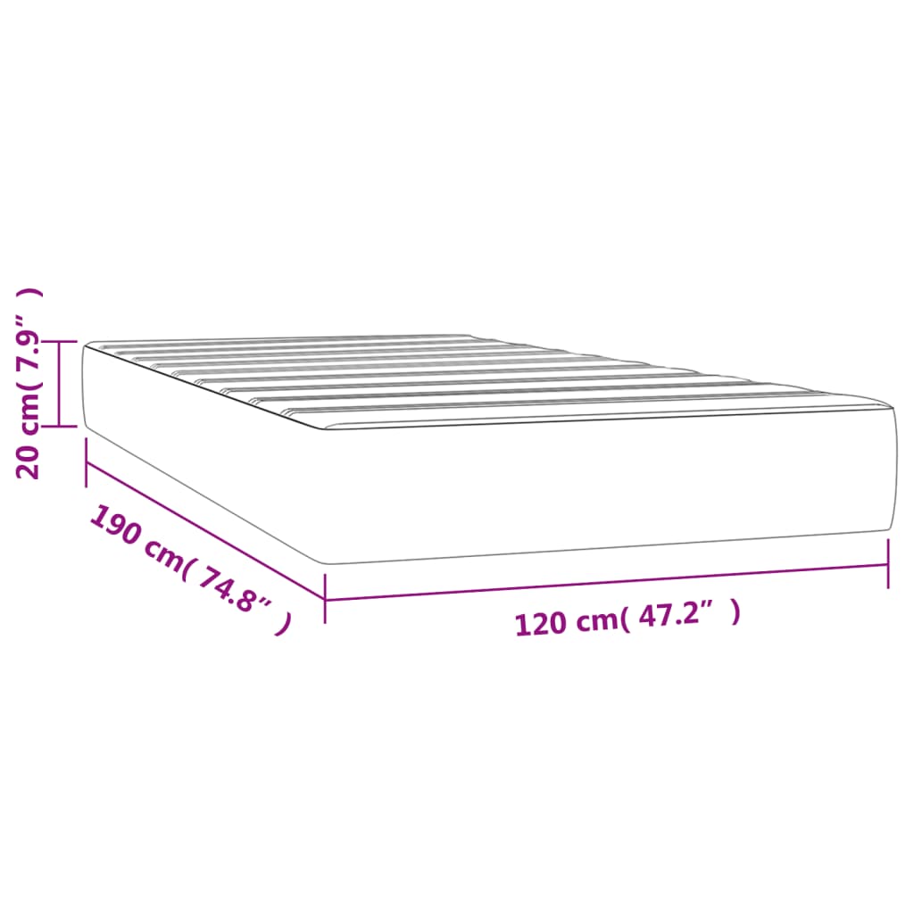 Spring bed mattress, light gray, 120x190x20 cm, textile