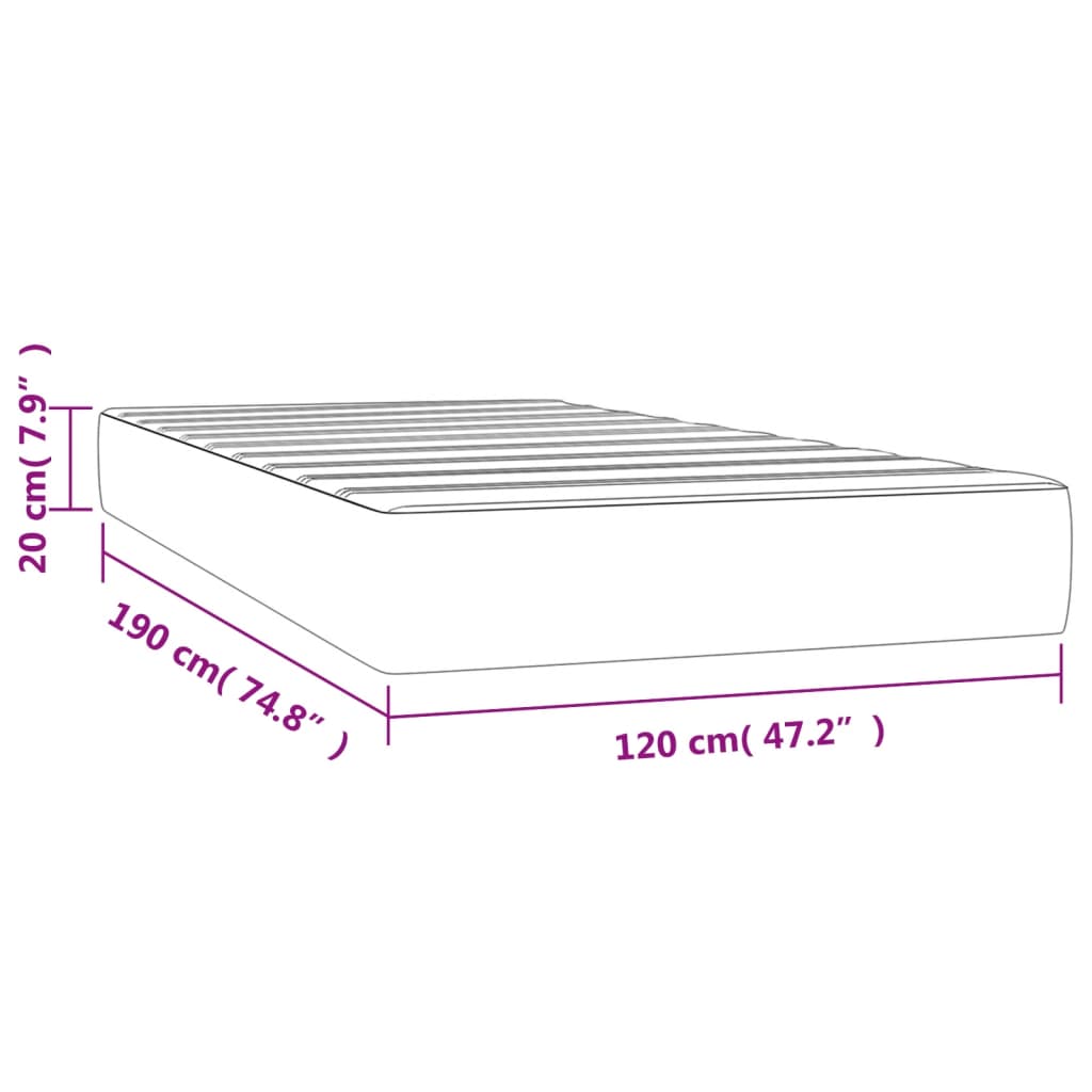 Spring bed mattress, taupe grey, 120x190x20 cm, textile