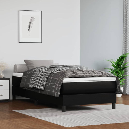 Spring bed mattress, black, 120x190x20 cm, eco-leather