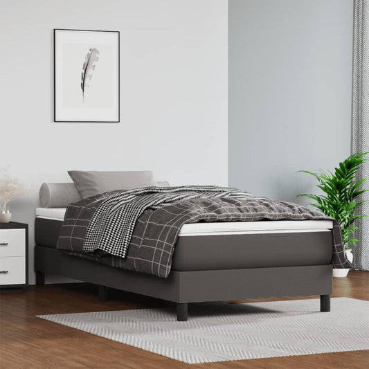 Spring bed mattress, gray, 120x190x20 cm, eco-leather