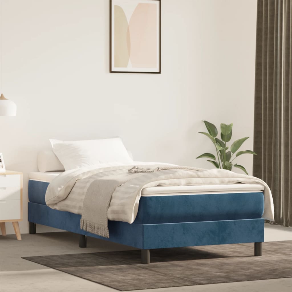 Spring bed mattress, dark blue, 120x190x20 cm velvet