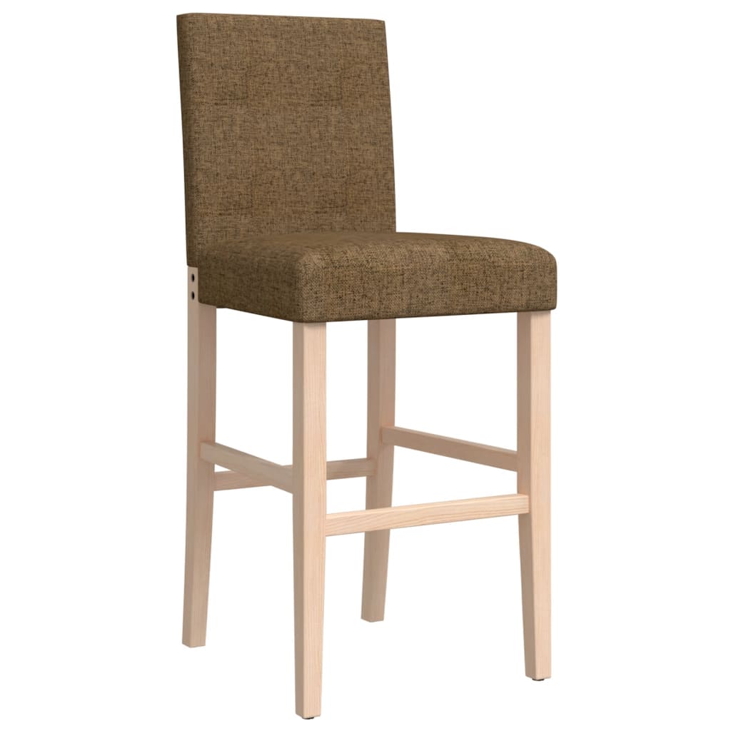 Bar stools, 2 pcs., solid rubber wood and fabric