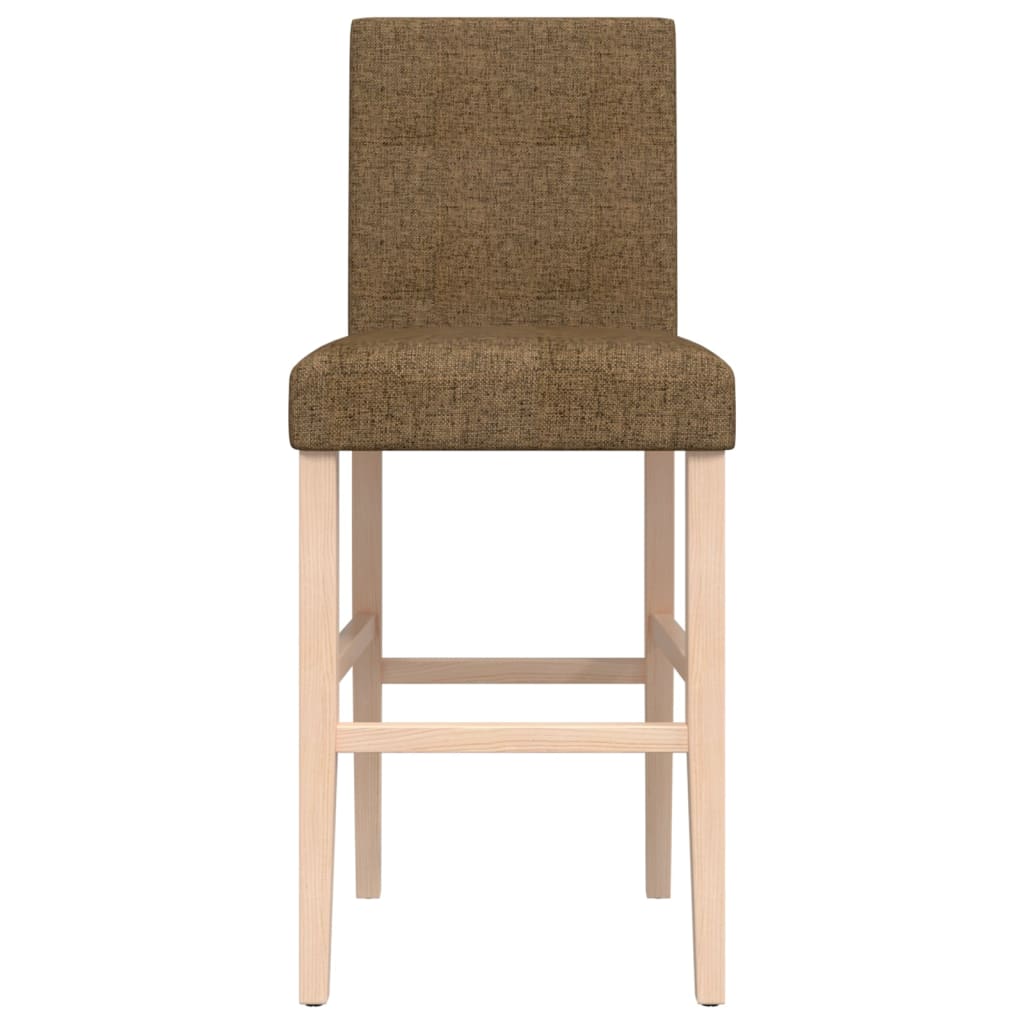 Bar stools, 2 pcs., solid rubber wood and fabric