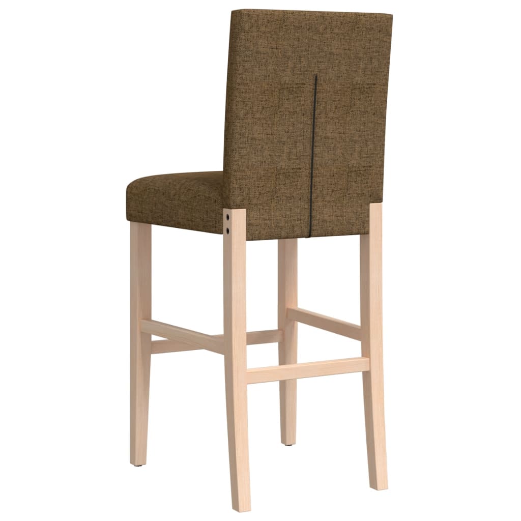 Bar stools, 2 pcs., solid rubber wood and fabric