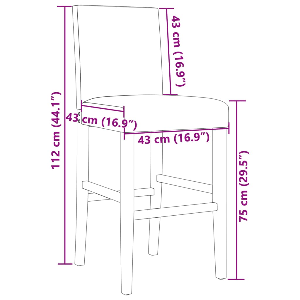 Bar stools, 2 pcs., solid rubber wood and fabric