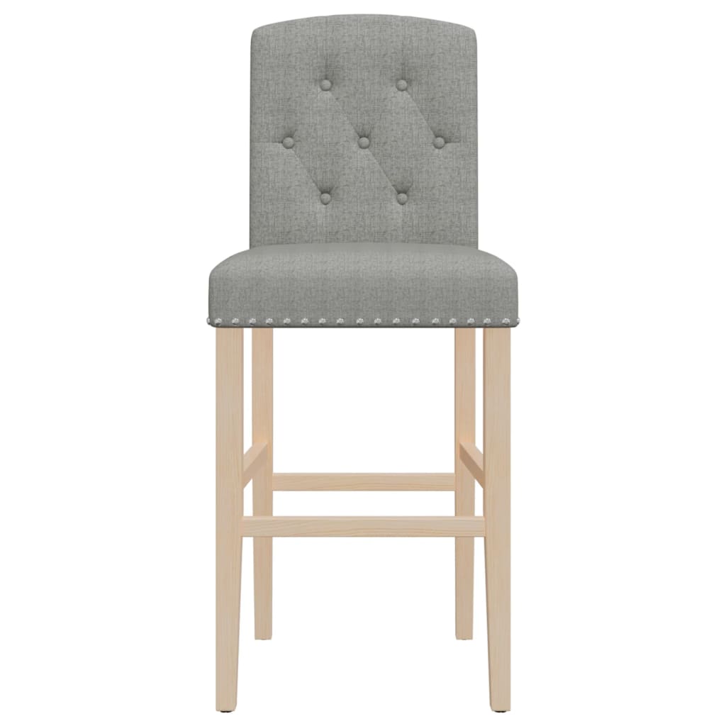 Bar stools, 2 pcs., solid rubber wood and fabric