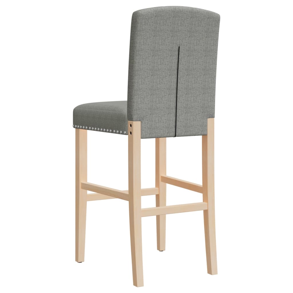 Bar stools, 2 pcs., solid rubber wood and fabric