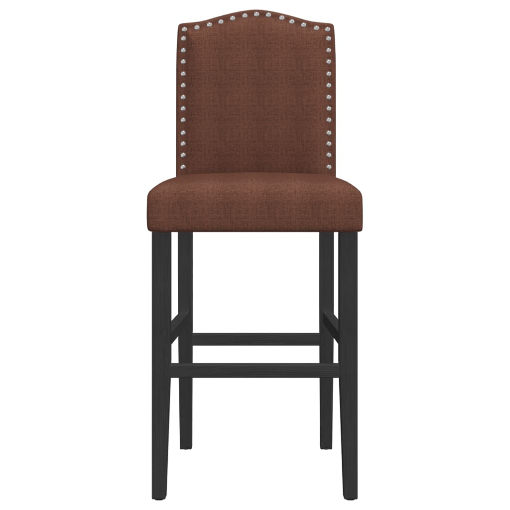 Bar stools, 2 pcs., solid rubber wood and fabric