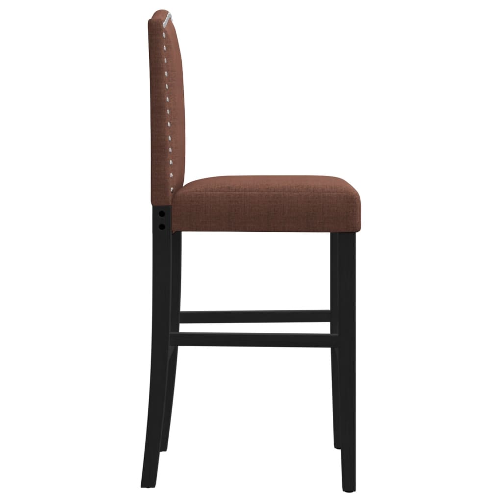 Bar stools, 2 pcs., solid rubber wood and fabric