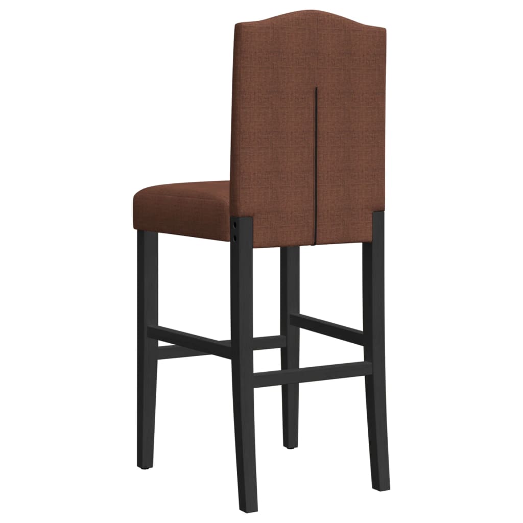 Bar stools, 2 pcs., solid rubber wood and fabric