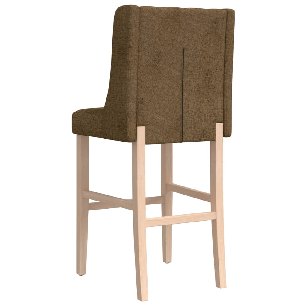 Bar stools, 2 pcs., solid rubber wood and fabric