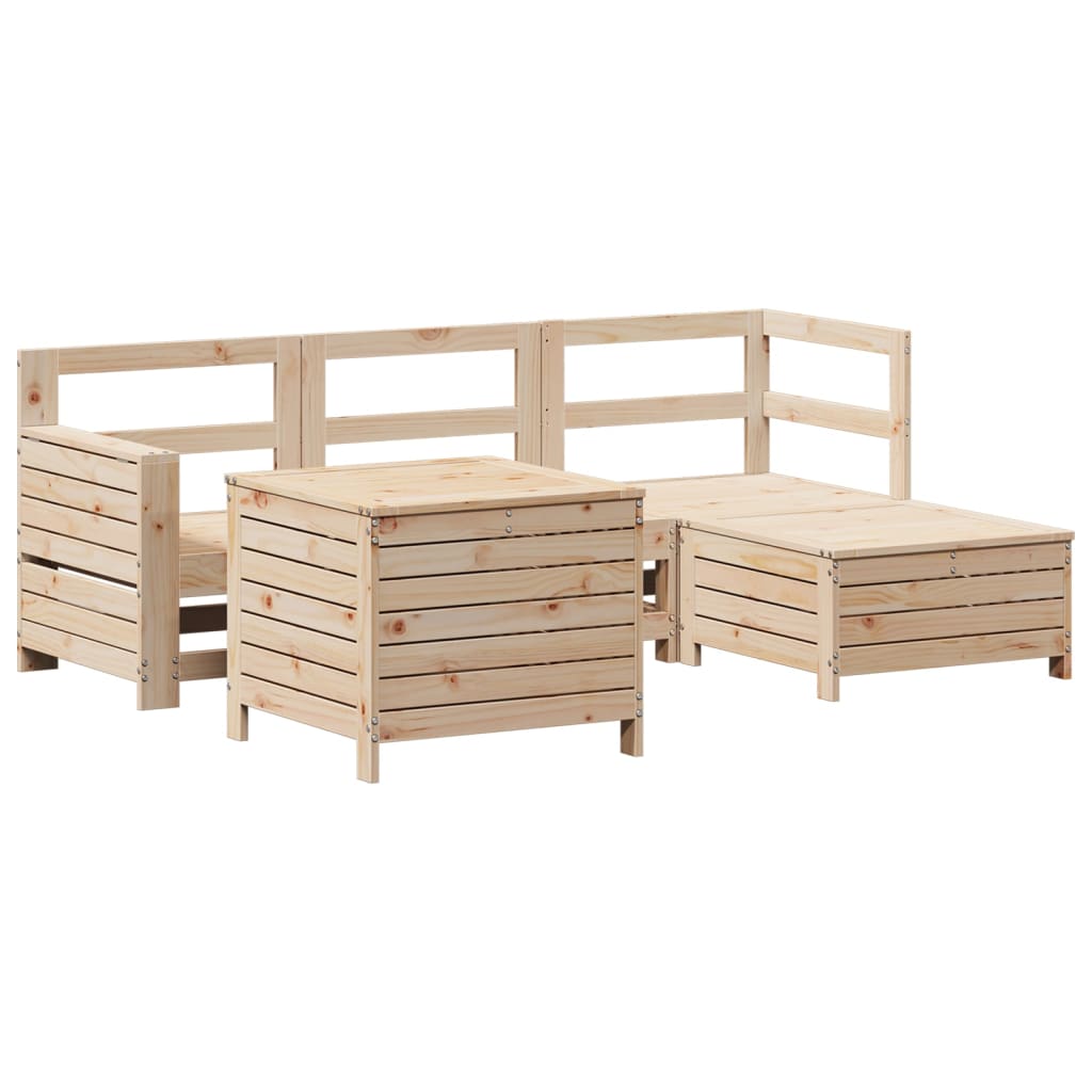 Garden sofa set, 5 pieces, solid pine wood