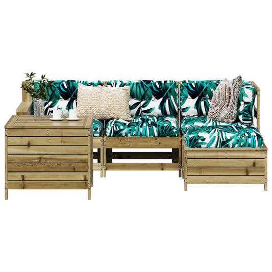 Garden sofa set, 5 pieces, treated pine wood