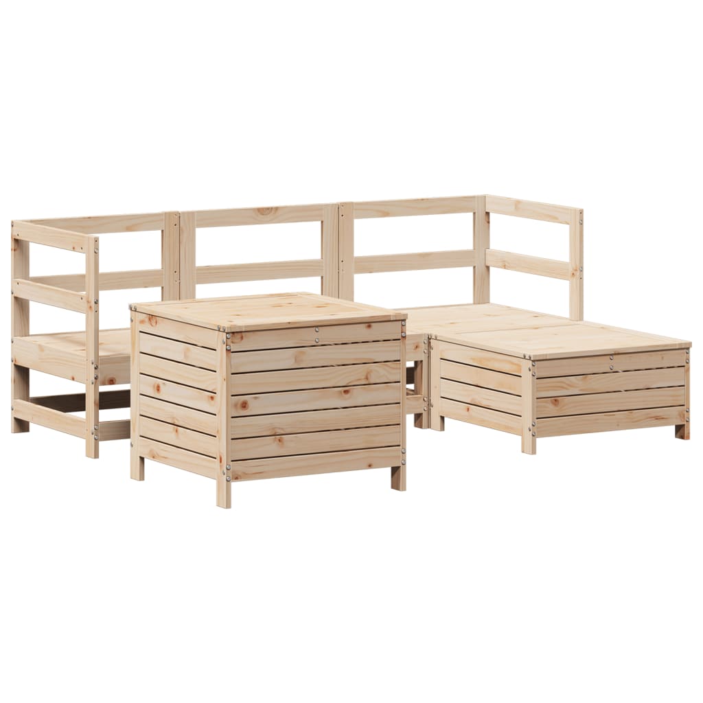 Garden sofa set, 5 pieces, solid pine wood