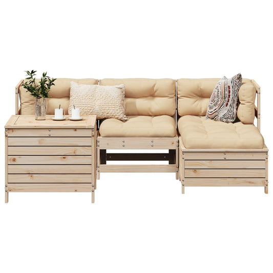 Garden sofa set, 5 pieces, solid pine wood