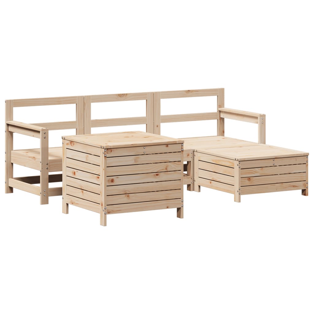 Garden sofa set, 5 pieces, solid pine wood