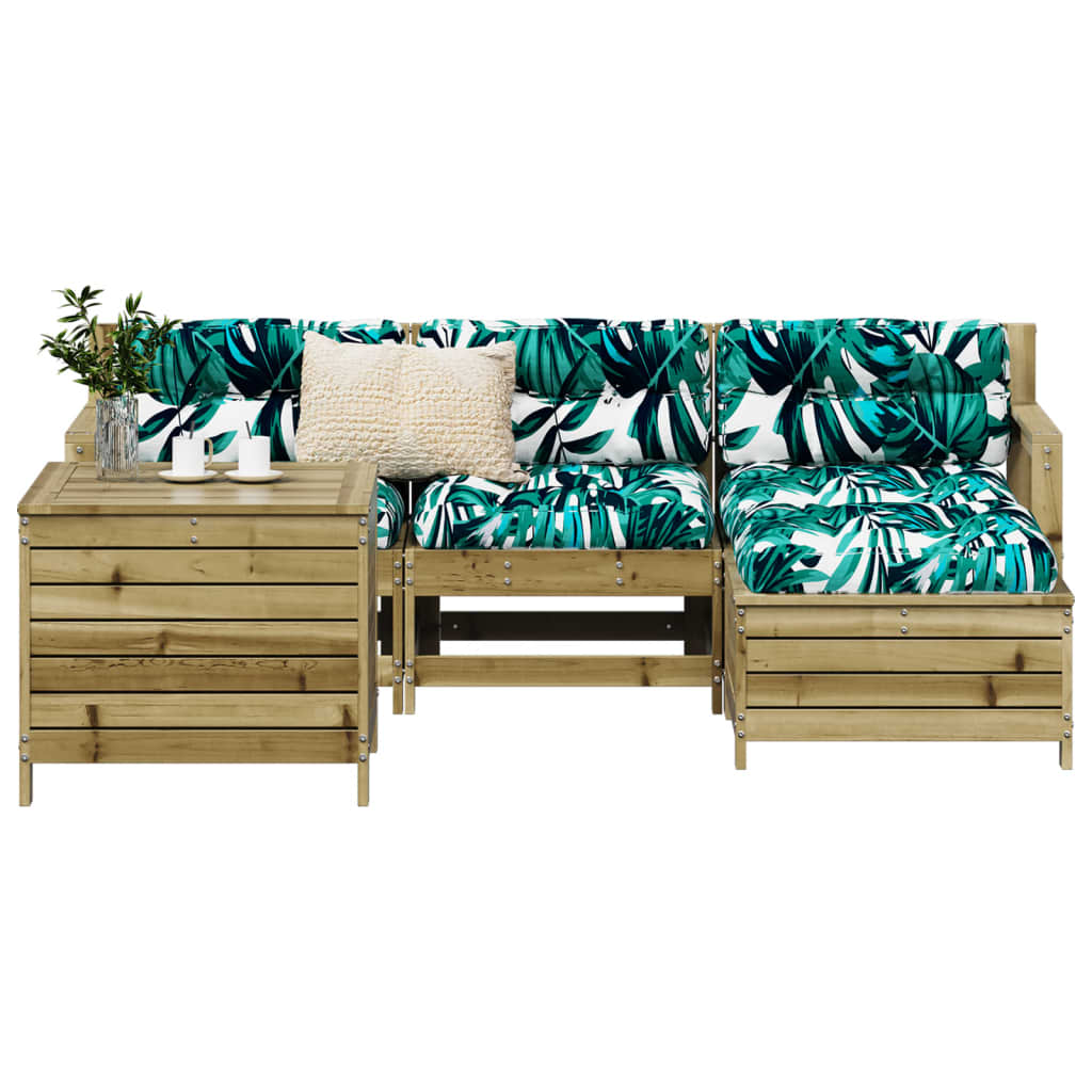 Garden sofa set, 5 pieces, treated pine wood