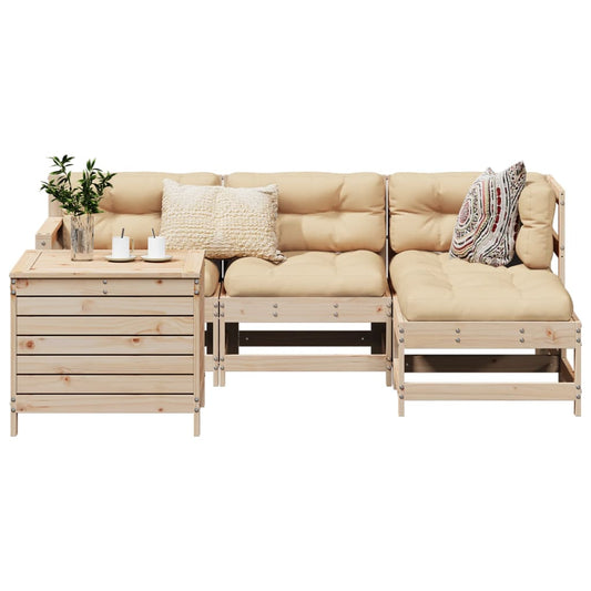 Garden sofa set, 5 pieces, solid pine wood