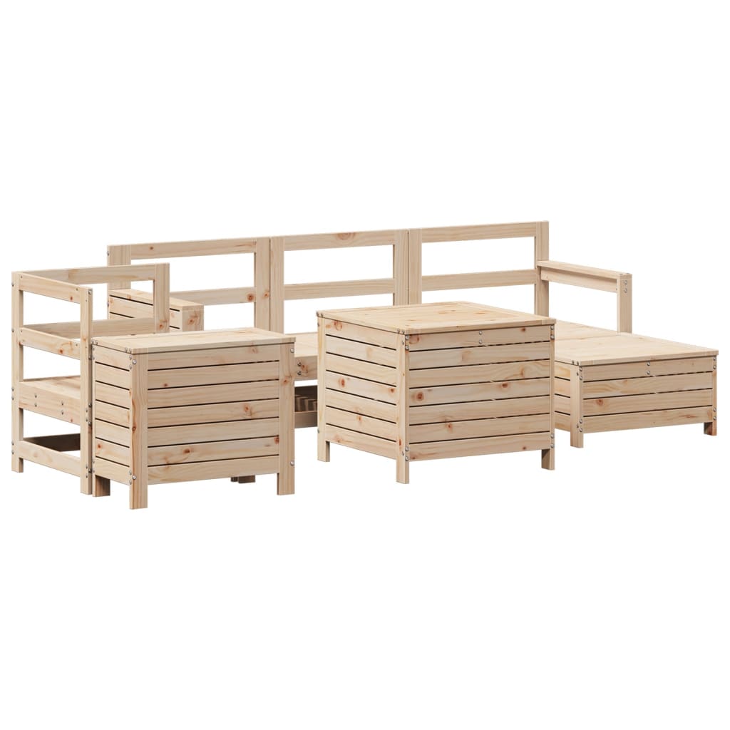 Garden sofa set, 7 pieces, solid pine wood