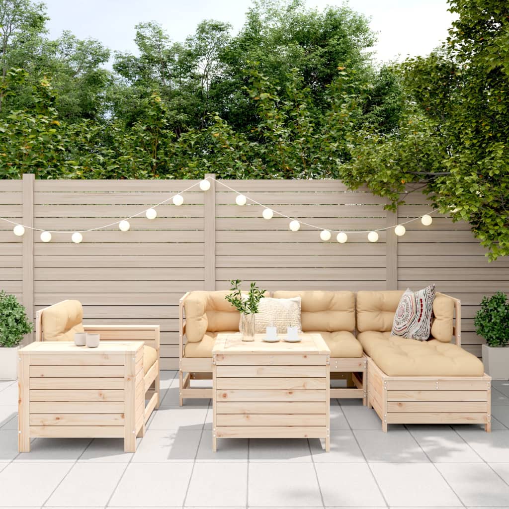 Garden sofa set, 7 pieces, solid pine wood