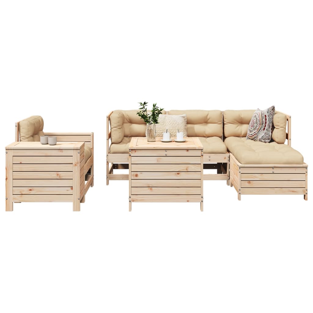 Garden sofa set, 7 pieces, solid pine wood