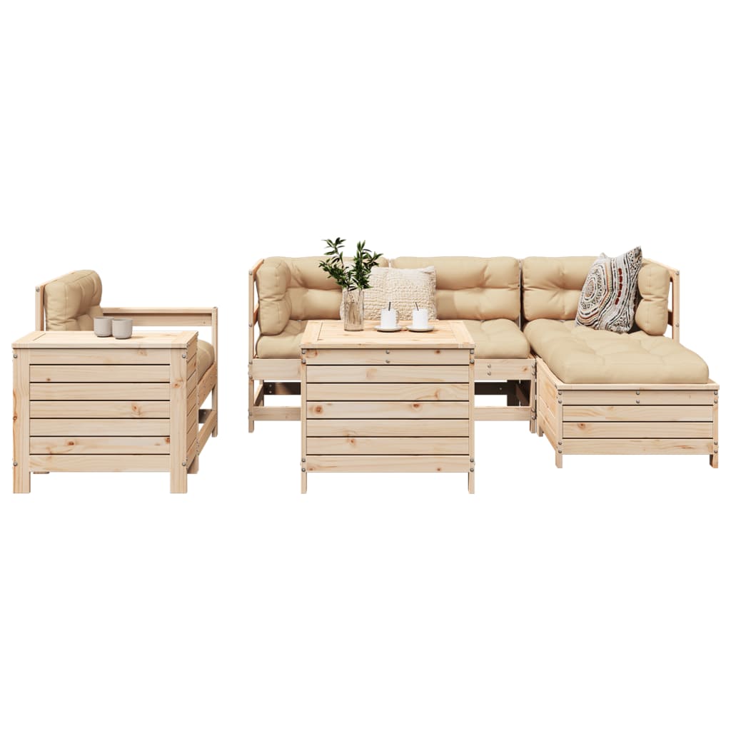 Garden sofa set, 7 pieces, solid pine wood